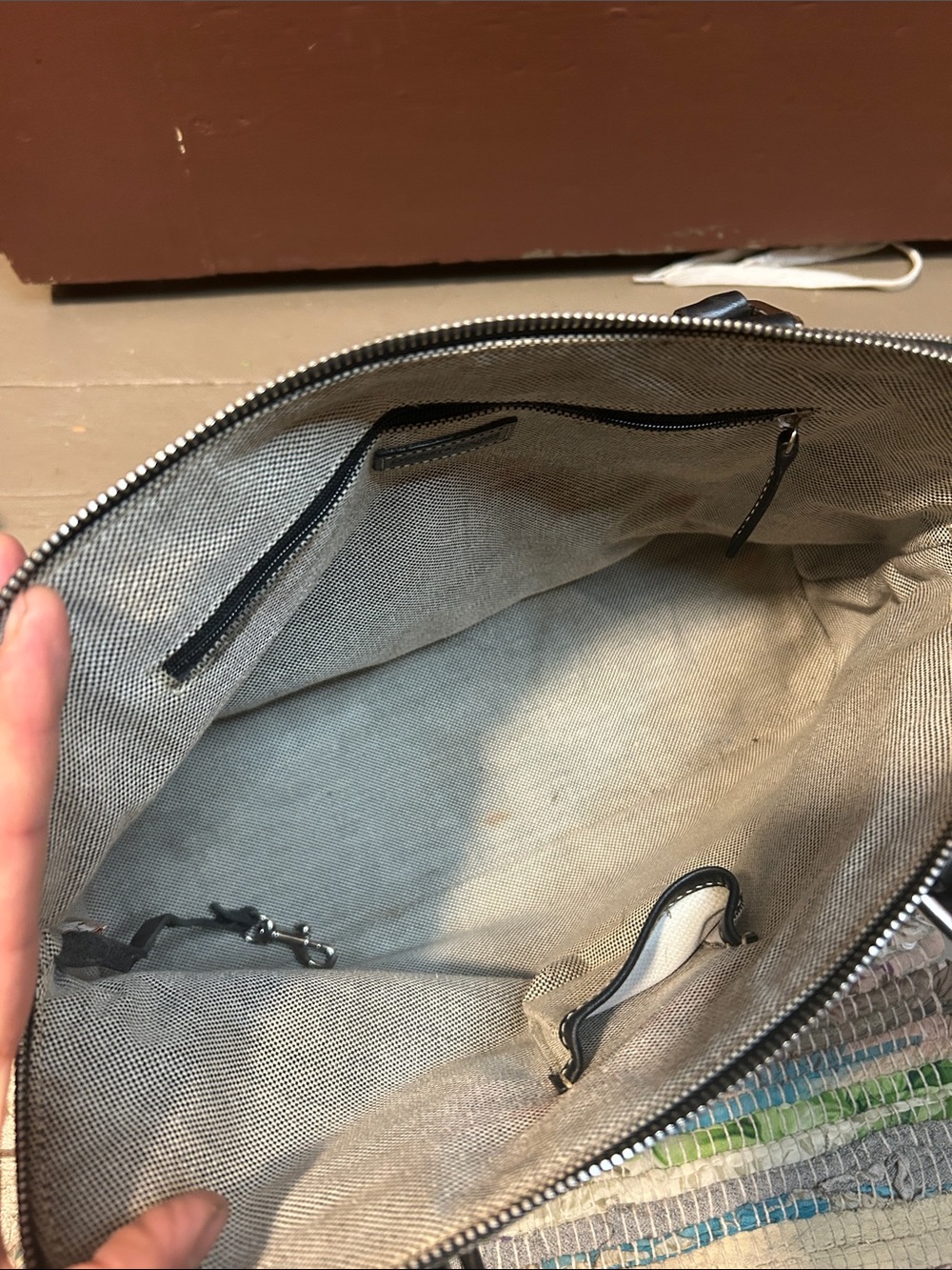 Dooney & Bourke Gray and Black Monogram Canvas Satchel - Picture 3 of 6